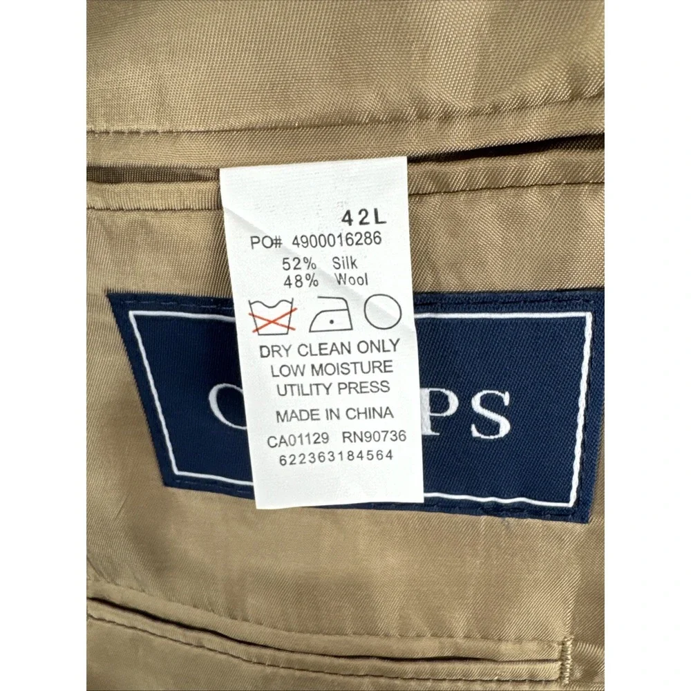 Chaps Blazer Mens 42L 52% Silk/‎ 48 % Wool Houndstooth
